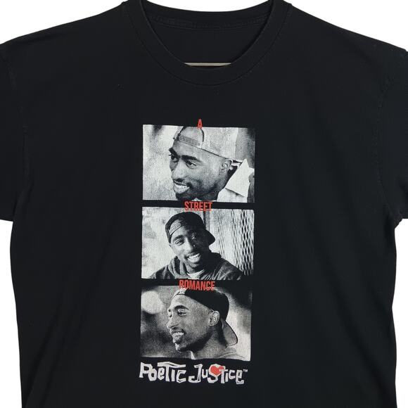 Poetic Justice Tupac Graphic Tee Size XL Black Short Sleeve Pullover Crewneck - Picture 4 of 5